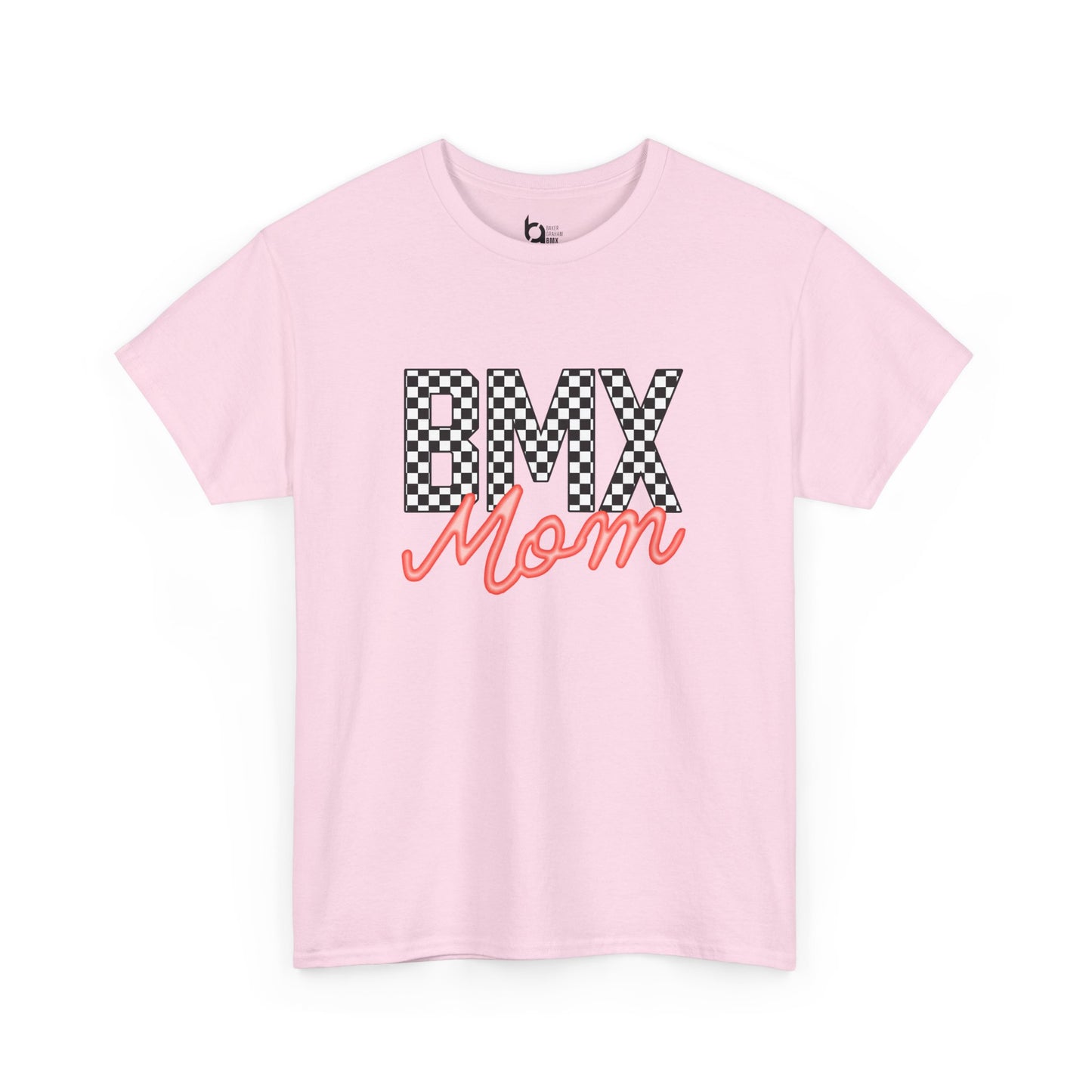 Checkered BMX Mom Light Colored Tee - Red Lettering