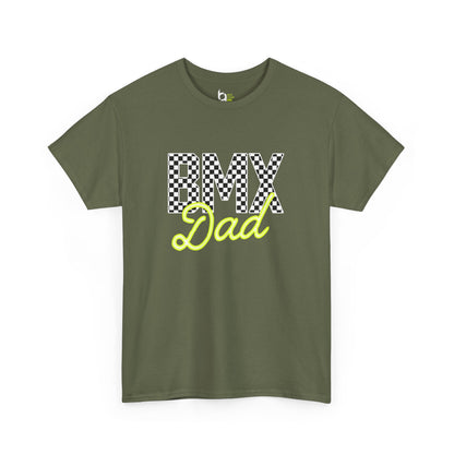 Checkered BMX Dad Dark Colored Tee - Chartreuse Lettering
