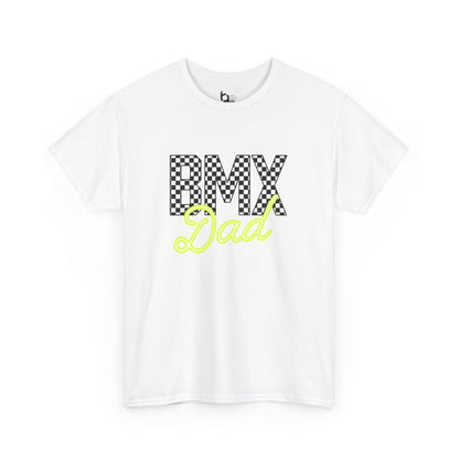 Checkered BMX Dad Light Colored Tee - Chartreuse Lettering