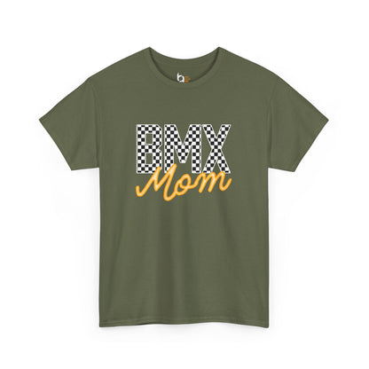 Checkered BMX Mom Dark Colored Tee - Orange Lettering