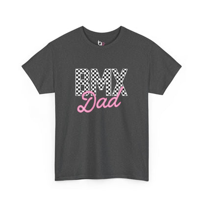 Checkered BMX Dad Dark Colored Tee - Pink Lettering