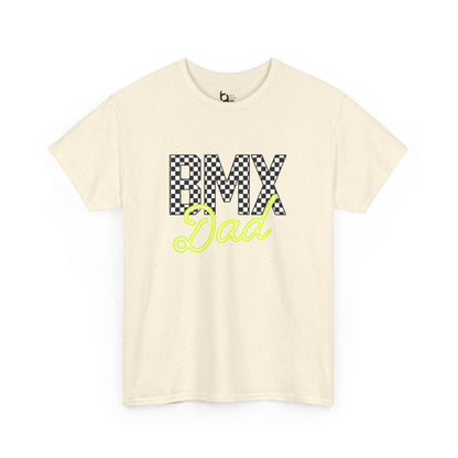 Checkered BMX Dad Light Colored Tee - Chartreuse Lettering