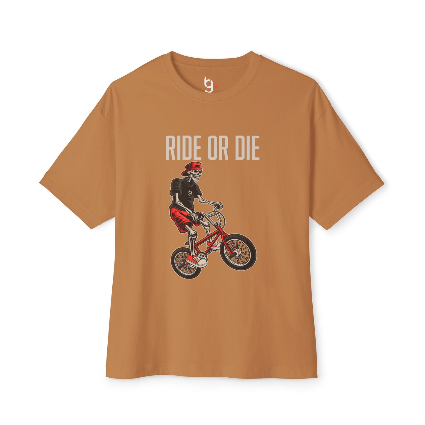 "Ride or Die" BMX Oversized Boxy Tee - Red Graphic