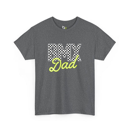 Checkered BMX Dad Dark Colored Tee - Chartreuse Lettering
