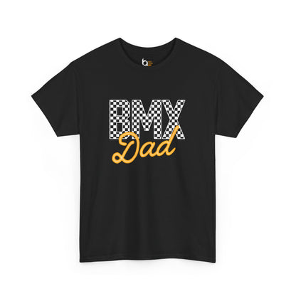 Checkered BMX Dad Dark Colored Tee - Orange Lettering