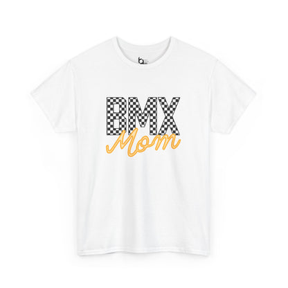 Checkered BMX Mom Light Colored Tee - Orange Lettering