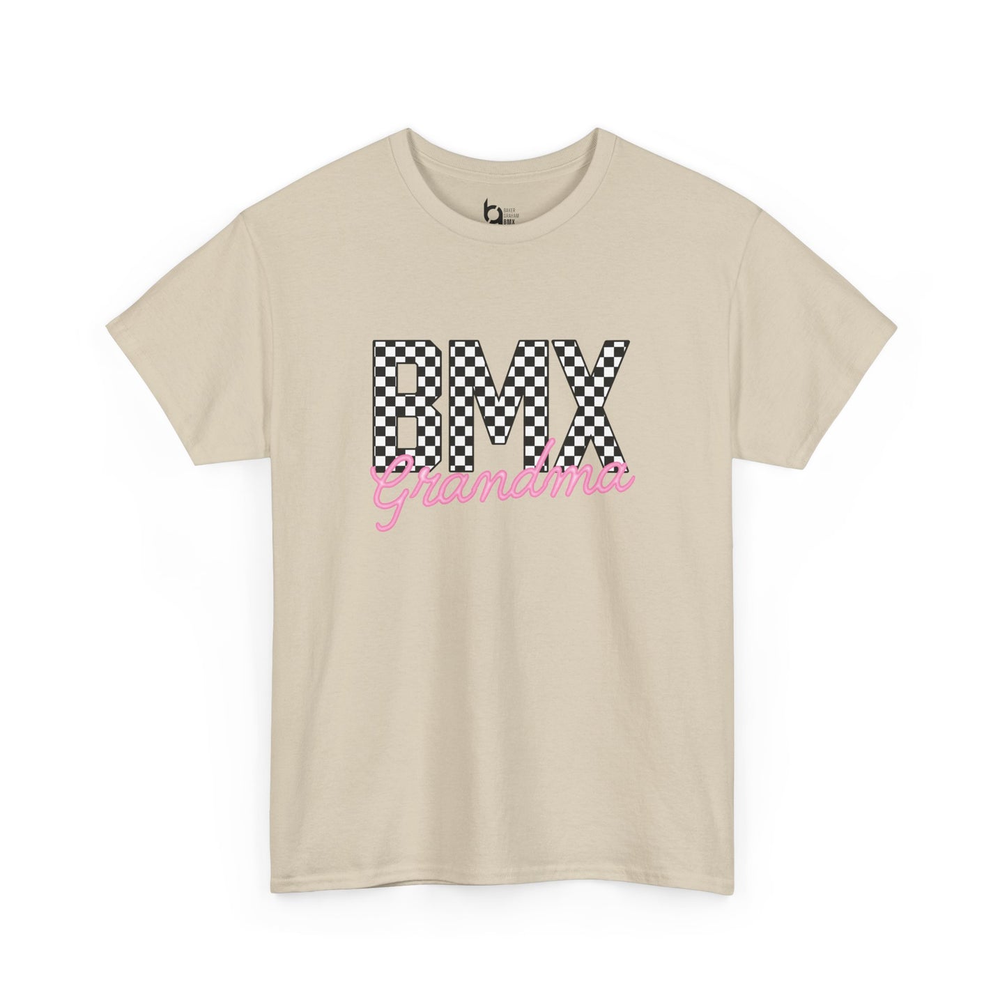 Checkered BMX Grandma Light Colored Tee - Pink Lettering