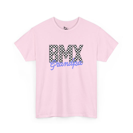 Checkered BMX Grandpa Light Colored Tee - Blue Lettering