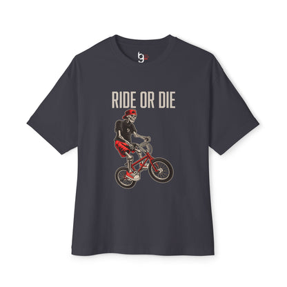 "Ride or Die" BMX Oversized Boxy Tee - Red Graphic