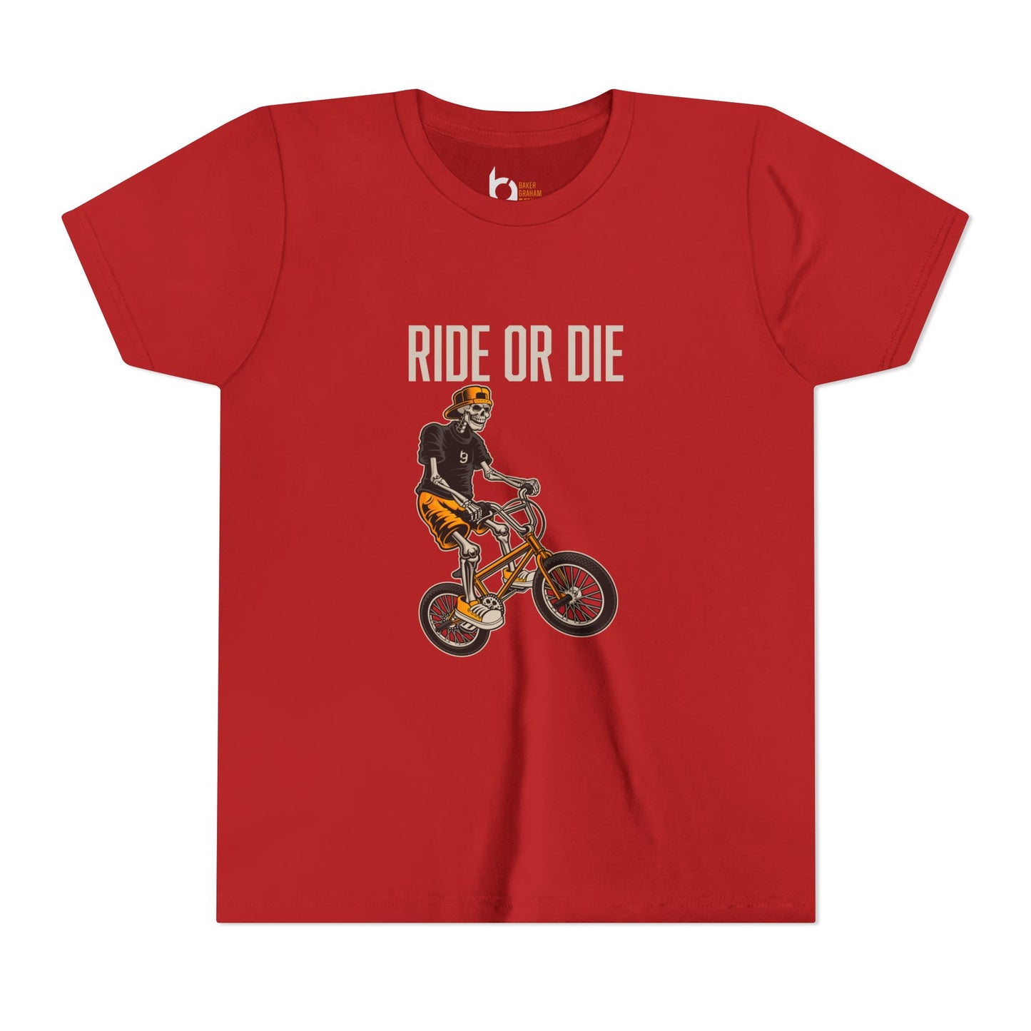 "Ride or Die" Kids Tee - Orange Graphic
