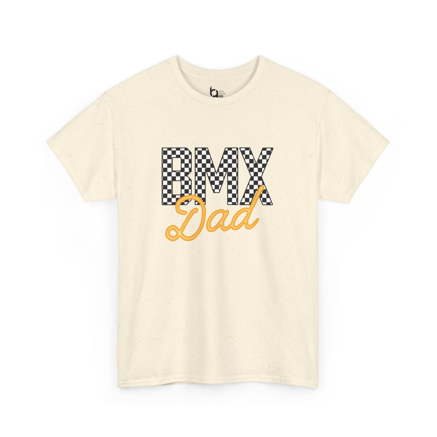 Checkered BMX Dad Light Colored Tee - Orange Lettering