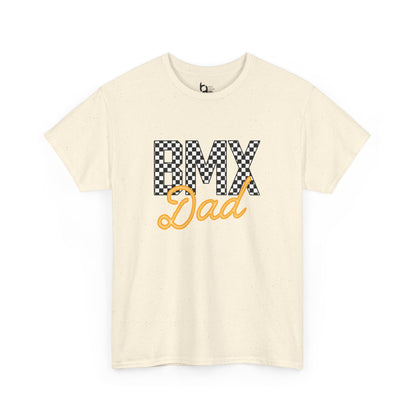 Checkered BMX Dad Light Colored Tee - Orange Lettering