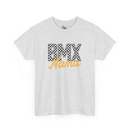 Checkered BMX Nana Light Colored Tee - Orange Lettering