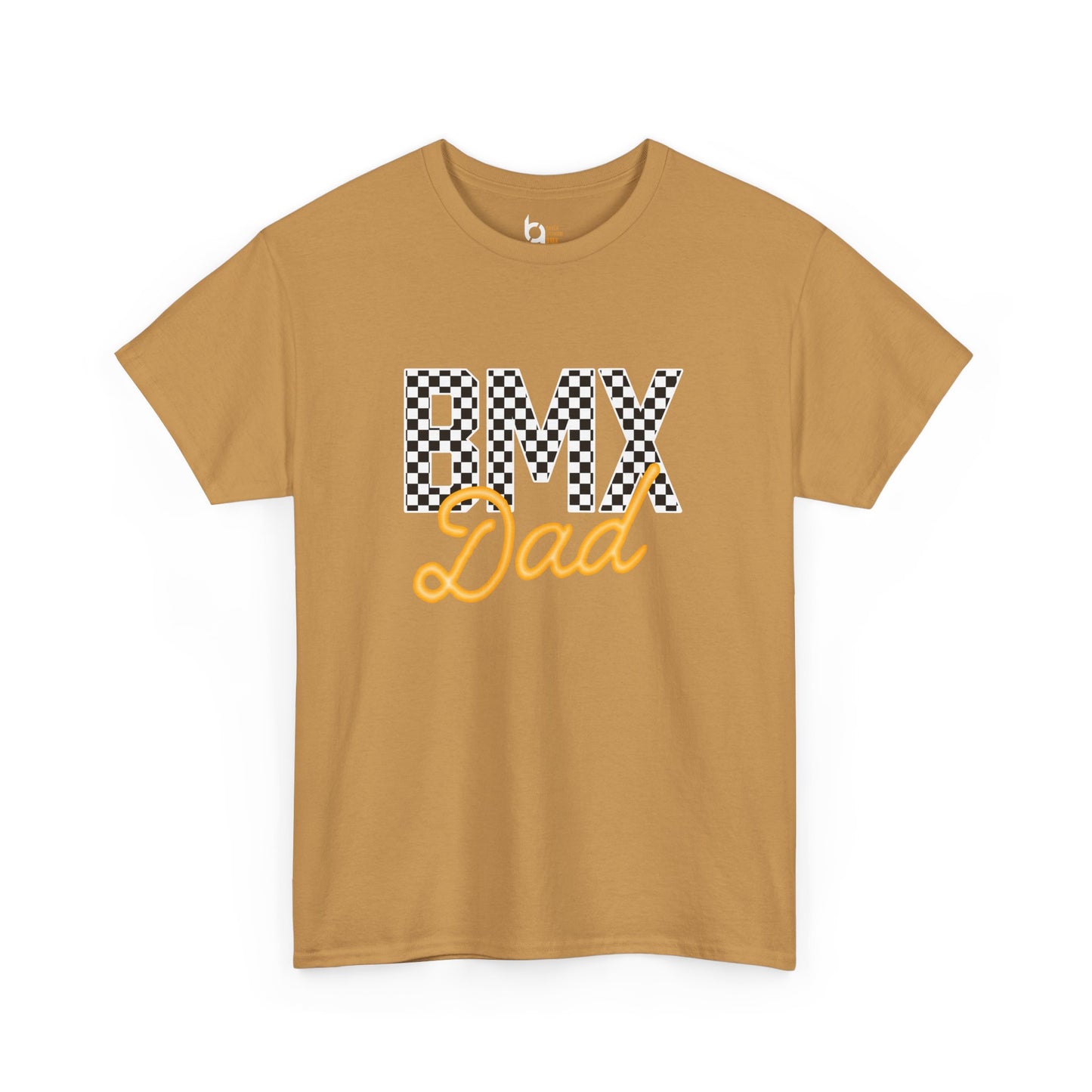Checkered BMX Dad Dark Colored Tee - Orange Lettering