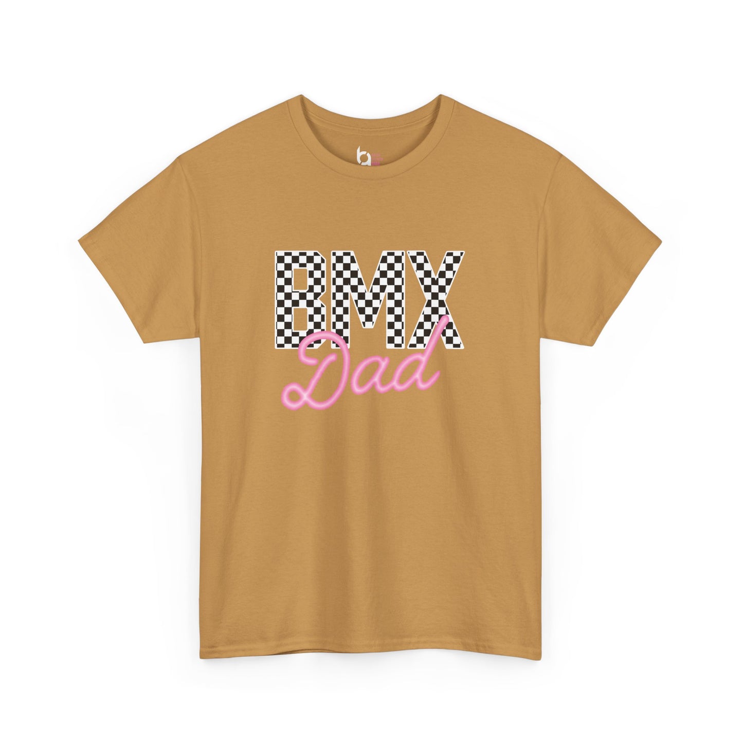 Checkered BMX Dad Dark Colored Tee - Pink Lettering
