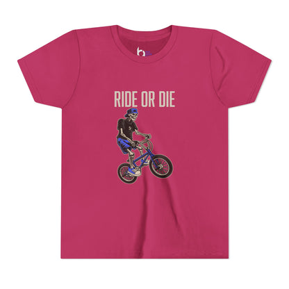 "Ride or Die" Kids Tee - Blue Graphic