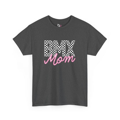 Checkered BMX Mom Dark Colored Tee - Pink Lettering