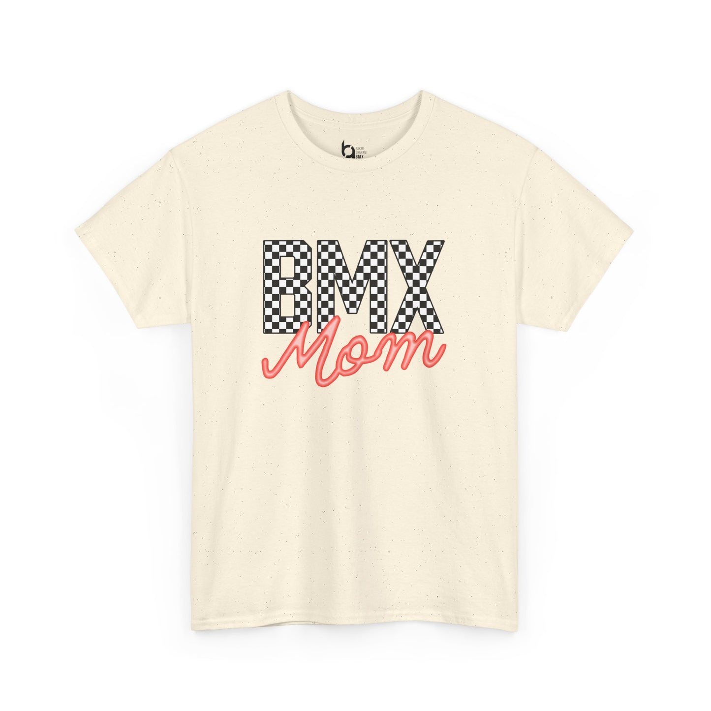 Checkered BMX Mom Light Colored Tee - Red Lettering