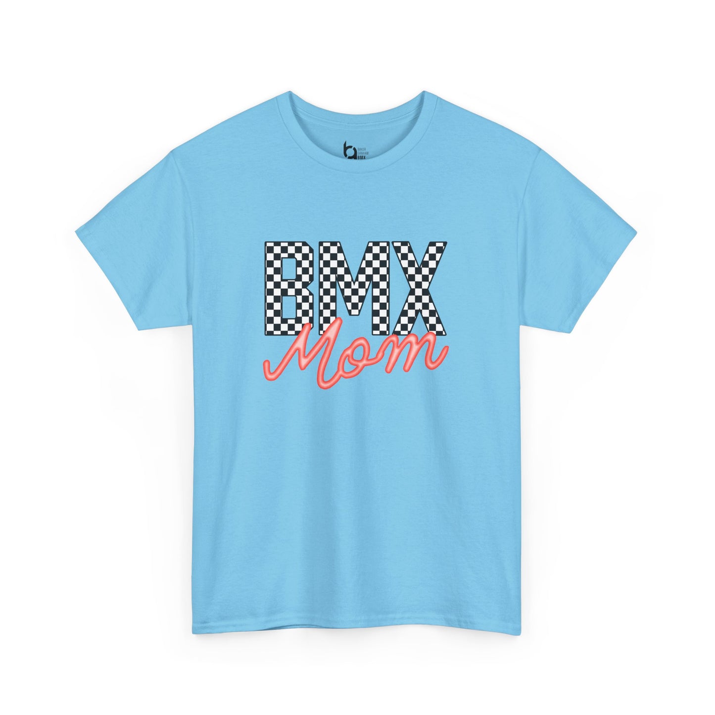 Checkered BMX Mom Light Colored Tee - Red Lettering