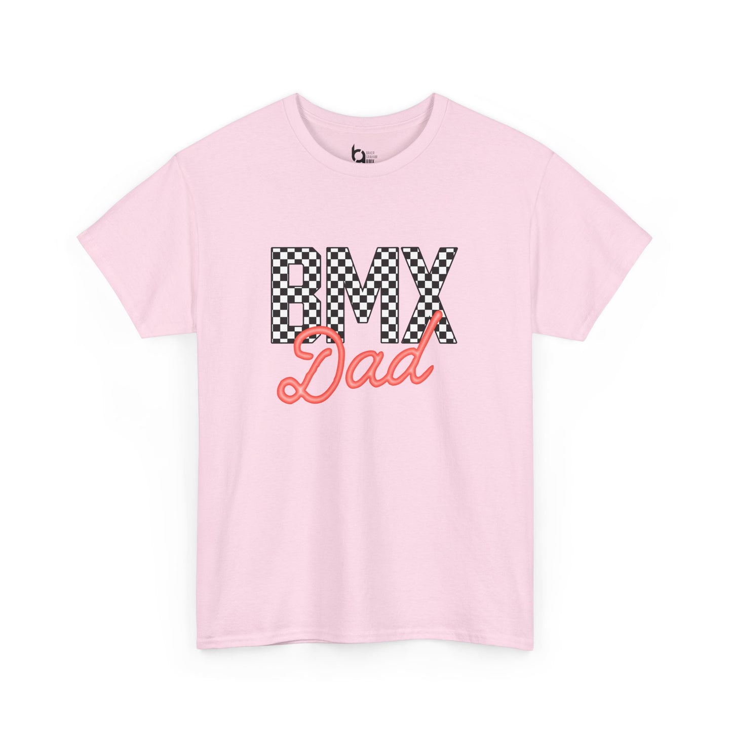 Checkered BMX Dad Light Colored Tee - Red Lettering