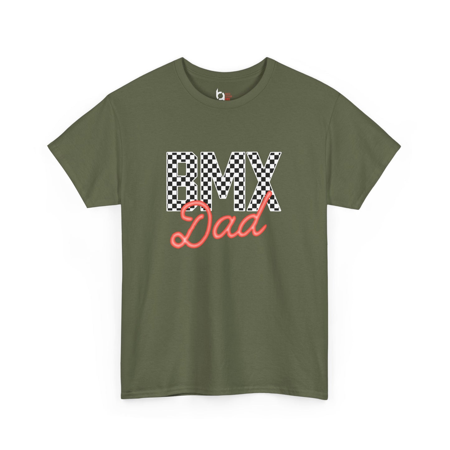 Checkered BMX Dad Dark Colored Tee - Red Lettering