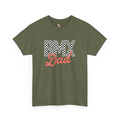 Checkered BMX Dad Dark Colored Tee - Red Lettering