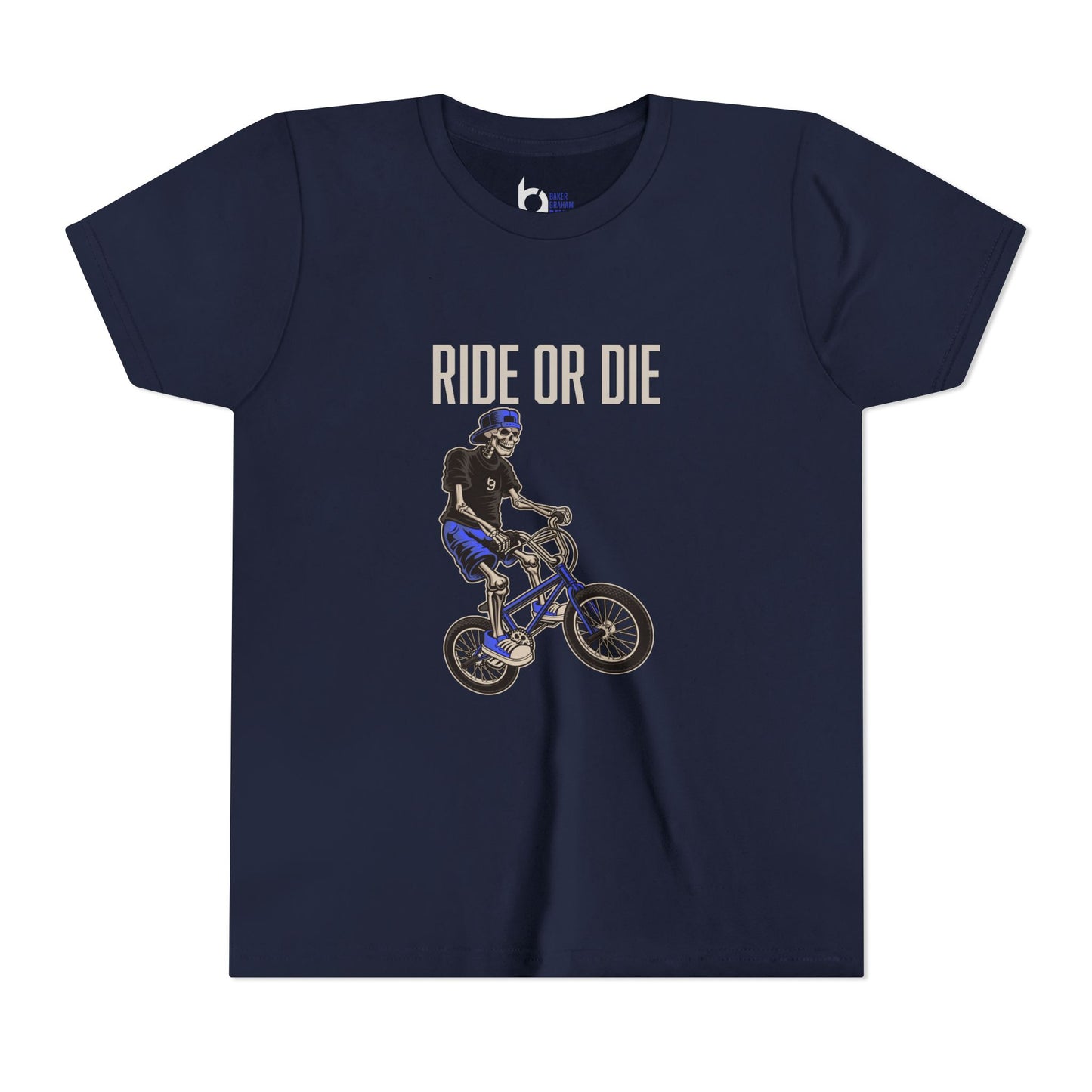 "Ride or Die" Kids Tee - Blue Graphic