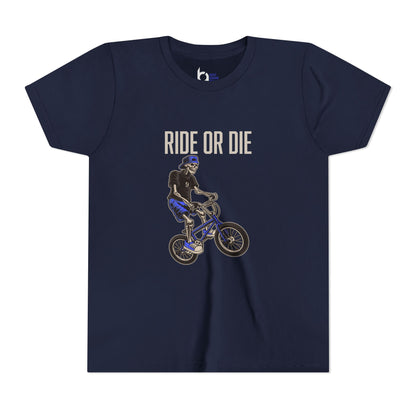 "Ride or Die" Kids Tee - Blue Graphic