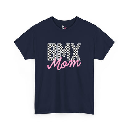 Checkered BMX Mom Dark Colored Tee - Pink Lettering