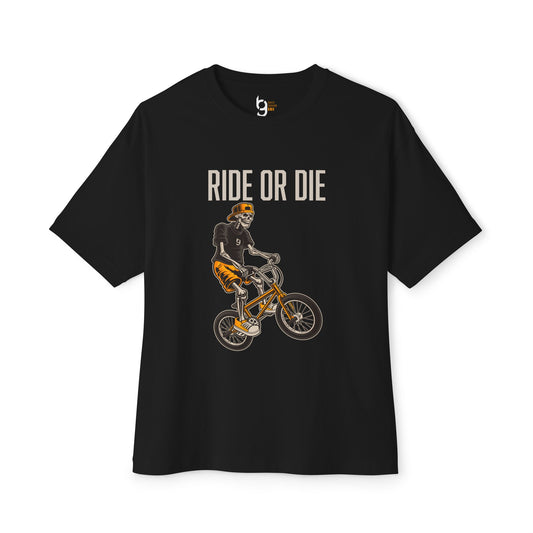 "Ride or Die" BMX Oversized Boxy Tee - Orange Graphic