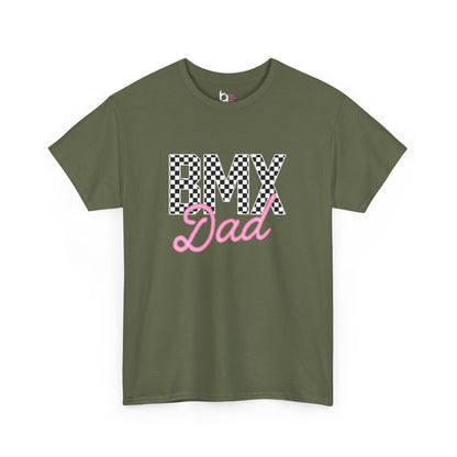 Checkered BMX Dad Dark Colored Tee - Pink Lettering