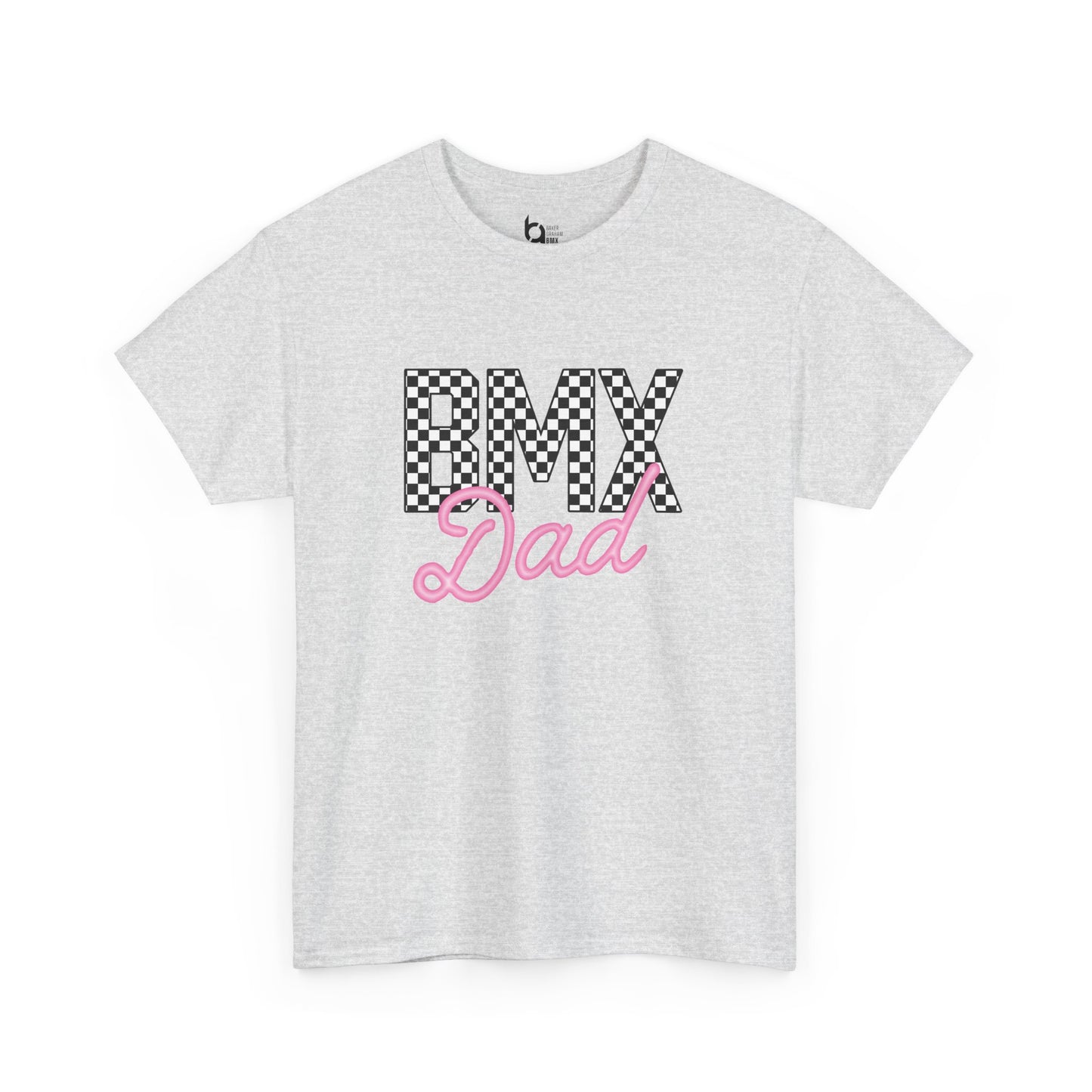Checkered BMX Dad Light Colored Tee - Pink Lettering