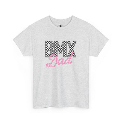 Checkered BMX Dad Light Colored Tee - Pink Lettering