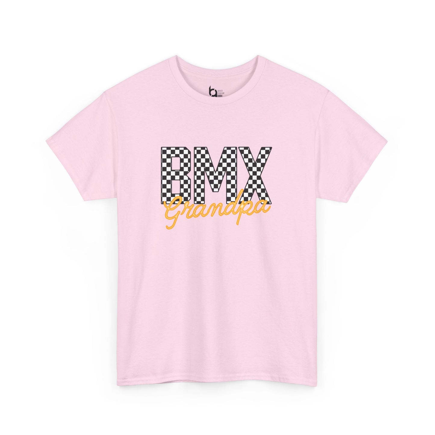 Checkered BMX Grandpa Light Colored Tee - Orange Lettering