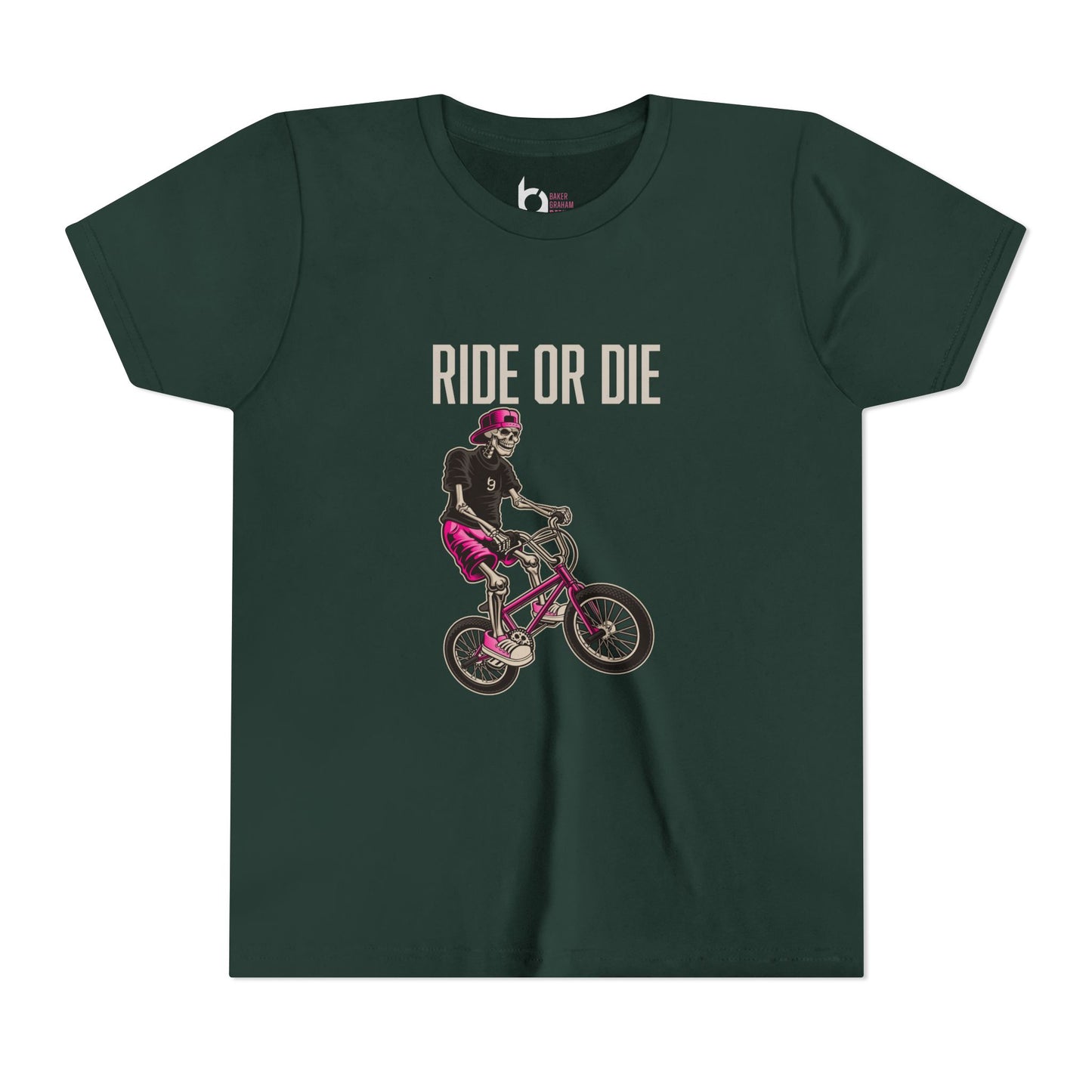 "Ride or Die" Kids Tee - Pink Graphic