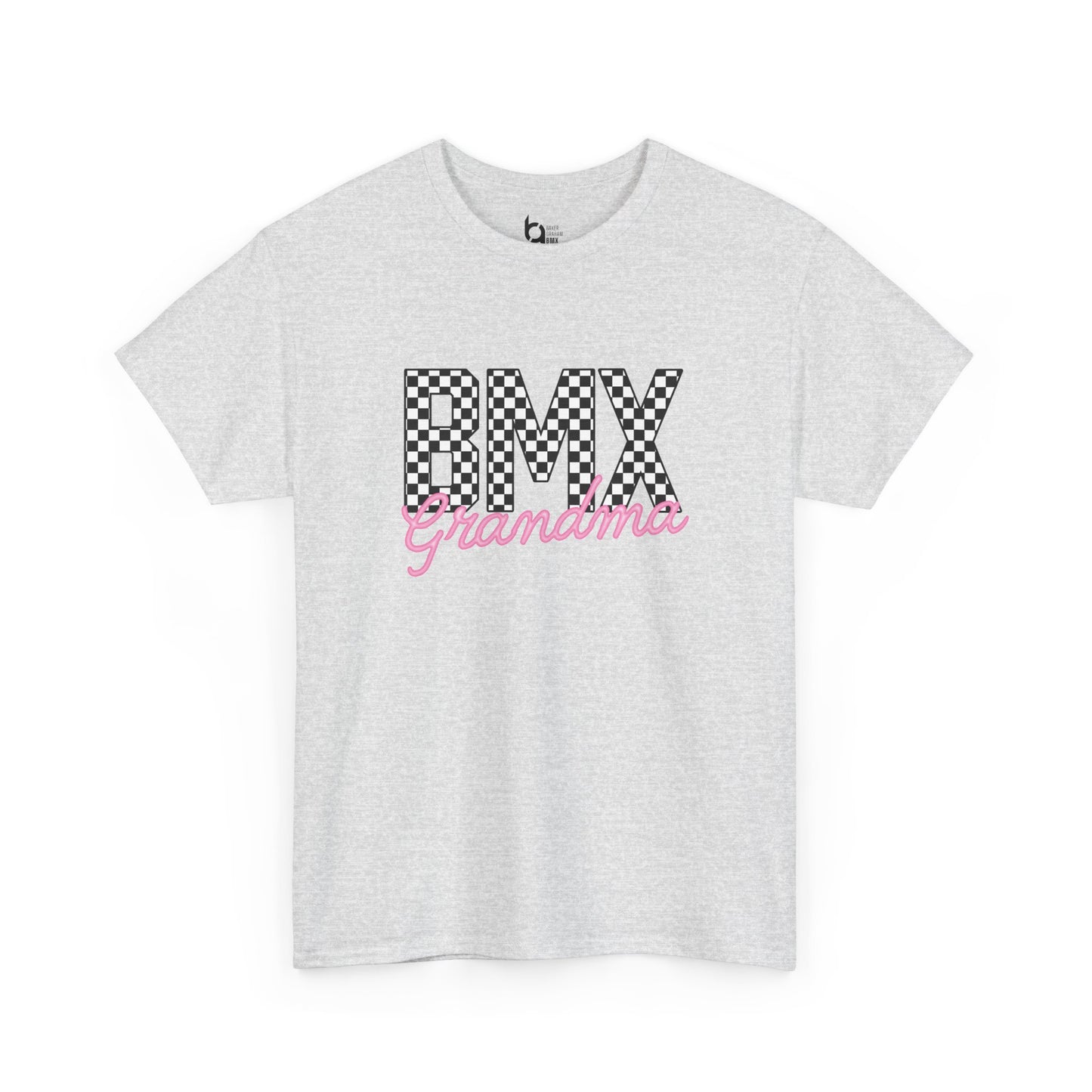 Checkered BMX Grandma Light Colored Tee - Pink Lettering