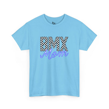 Checkered BMX Mom Light Colored Tee - Blue Lettering