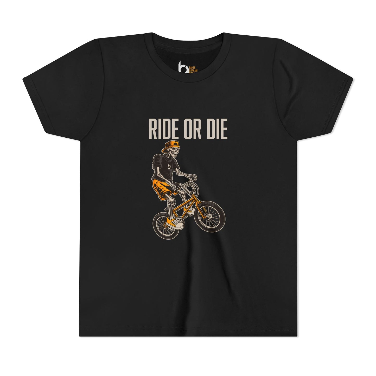 "Ride or Die" Kids Tee - Orange Graphic