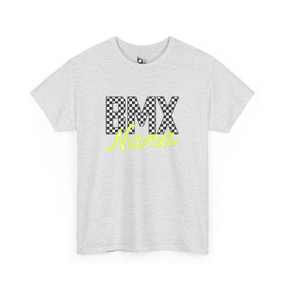 Checkered BMX Nana Light Colored Tee - Chartreuse Lettering