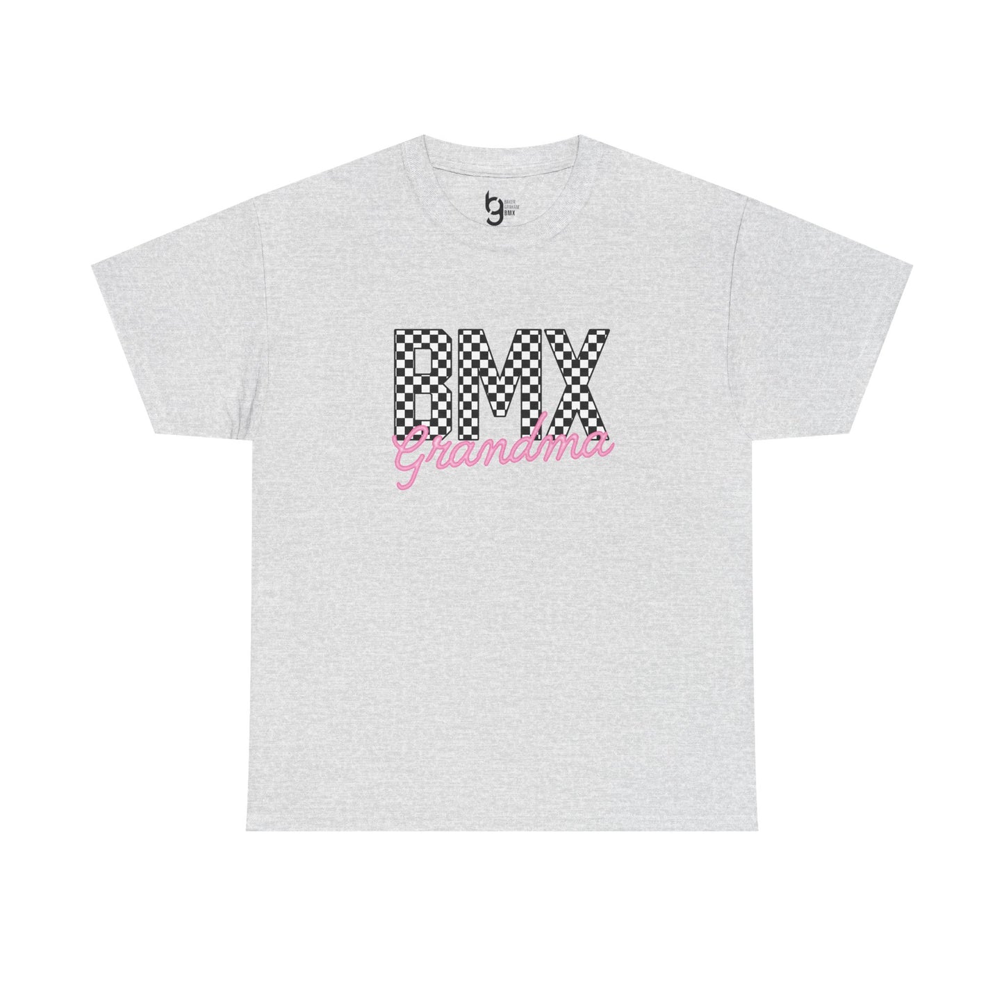 Checkered BMX Grandma Light Colored Tee - Pink Lettering