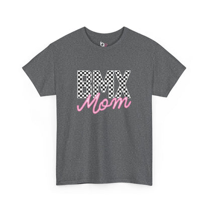 Checkered BMX Mom Dark Colored Tee - Pink Lettering