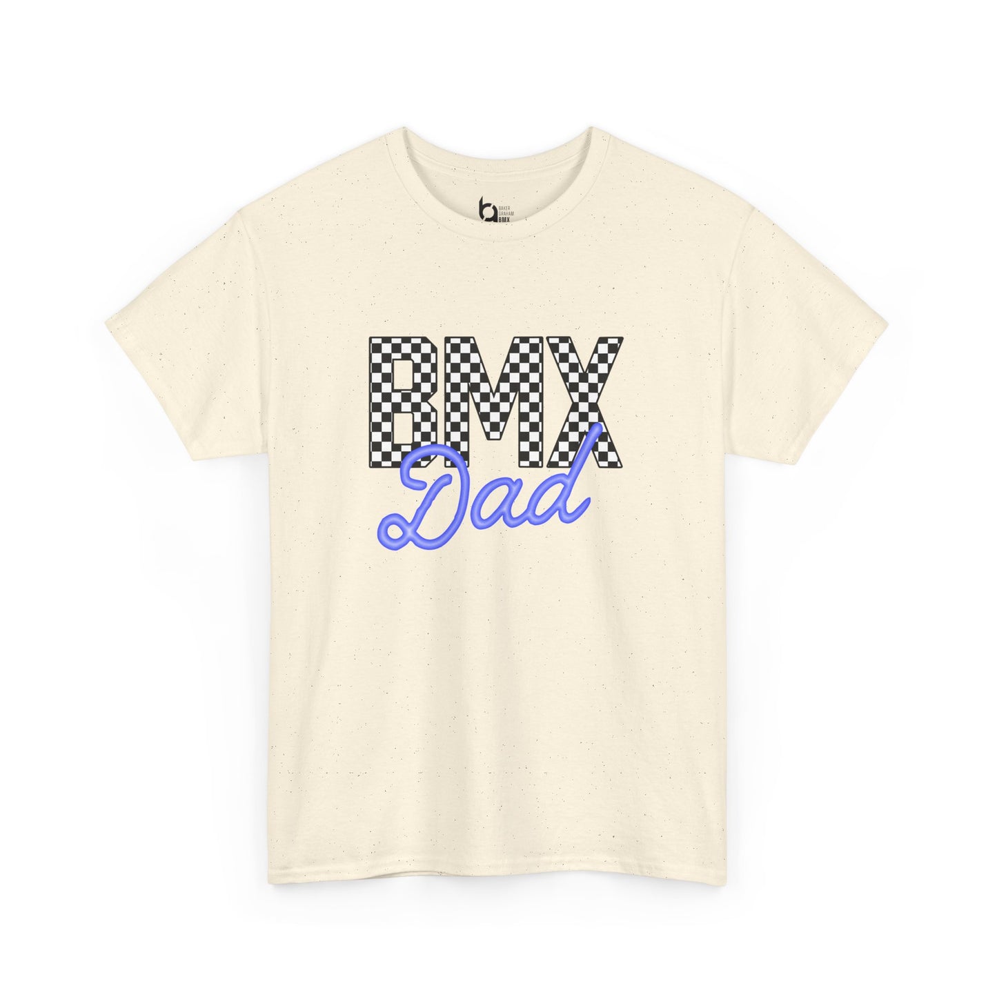 Checkered BMX Dad Light Colored Tee - Blue Lettering
