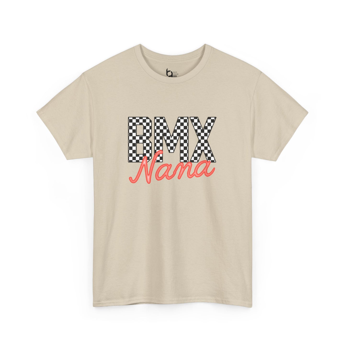 Checkered BMX Nana Light Colored Tee - Red Lettering