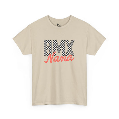 Checkered BMX Nana Light Colored Tee - Red Lettering