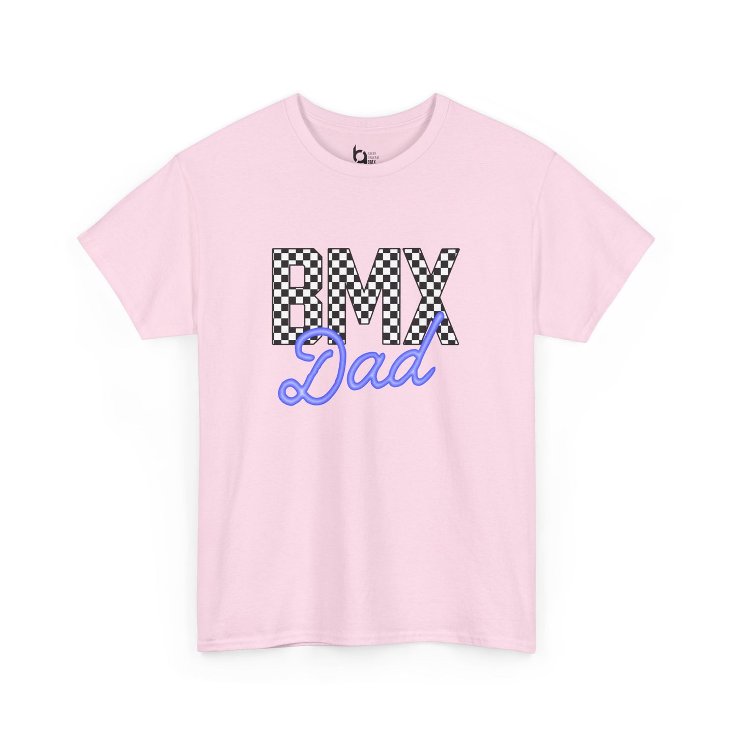 Checkered BMX Dad Light Colored Tee - Blue Lettering