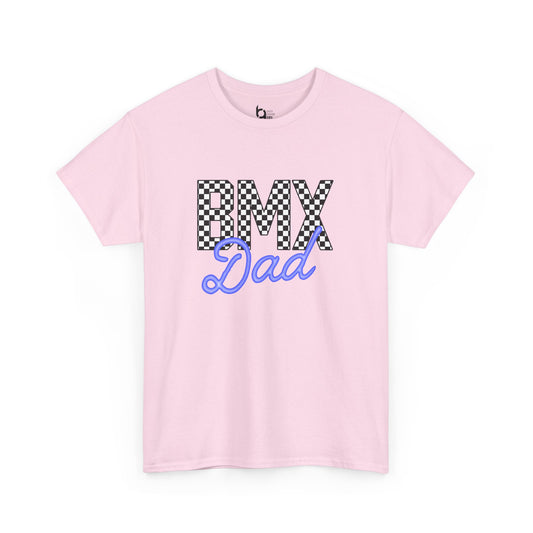 Checkered BMX Dad Light Colored Tee - Blue Lettering