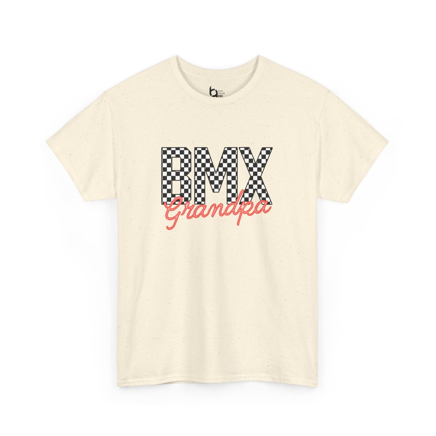 Checkered BMX Grandpa Light Colored Tee - Red Lettering