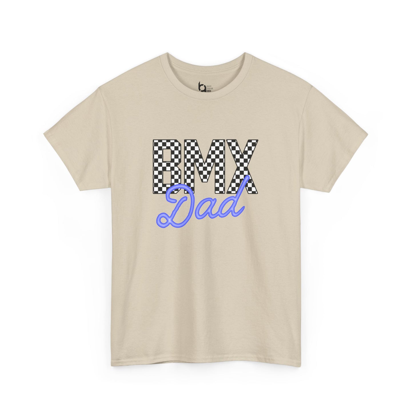 Checkered BMX Dad Light Colored Tee - Blue Lettering