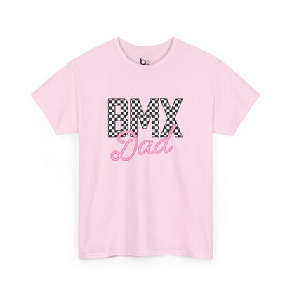 Checkered BMX Dad Light Colored Tee - Pink Lettering