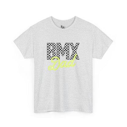 Checkered BMX Dad Light Colored Tee - Chartreuse Lettering